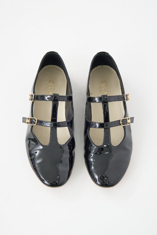 Celine Patent Double Strap Flat