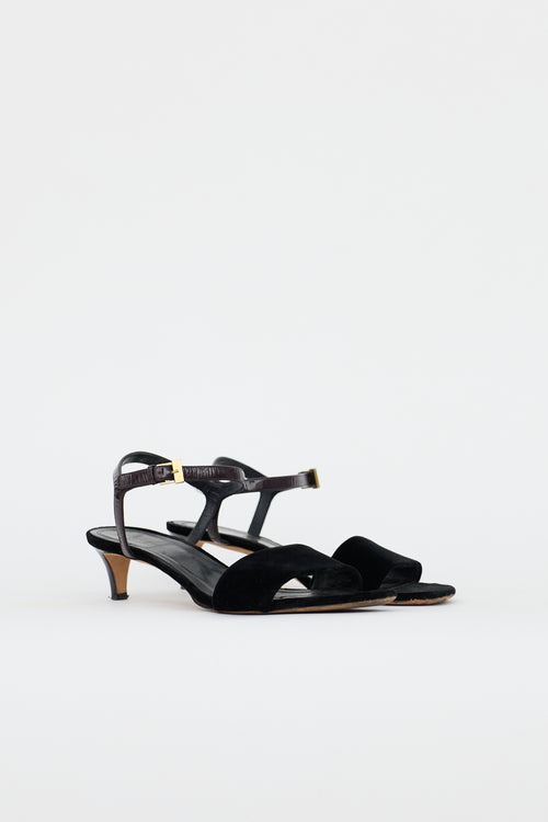 Celine Patent & Velvet Heeled Sandal