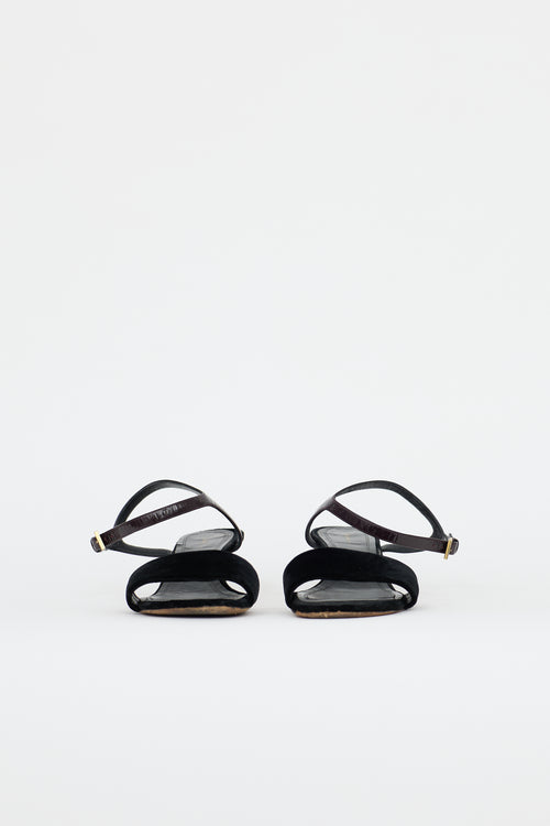 Celine Patent & Velvet Heeled Sandal
