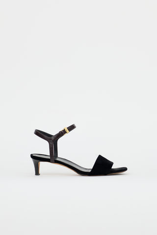 Celine Patent & Velvet Heeled Sandal