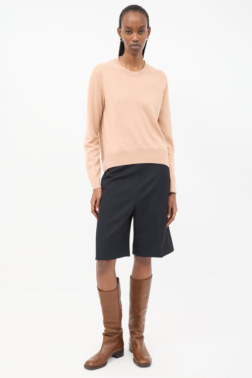 Celine Pink Cashmere Embroidered Round Neck Sweater