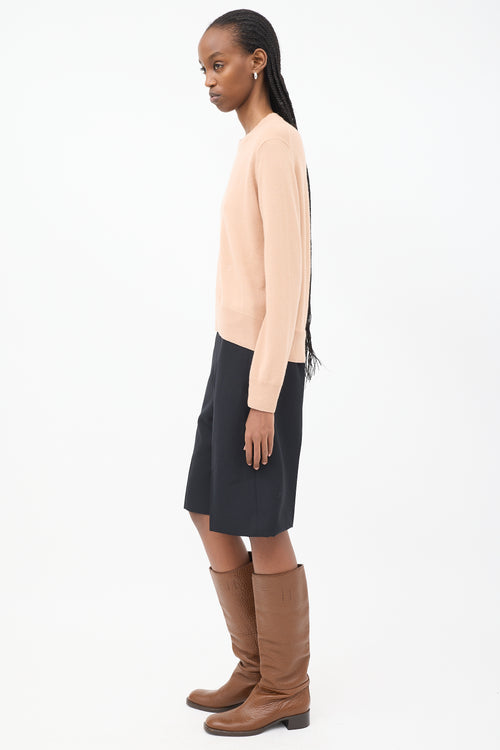 Celine Pink Cashmere Embroidered Round Neck Sweater