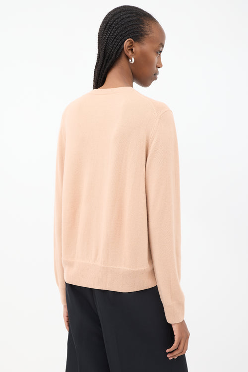 Celine Pink Cashmere Embroidered Round Neck Sweater