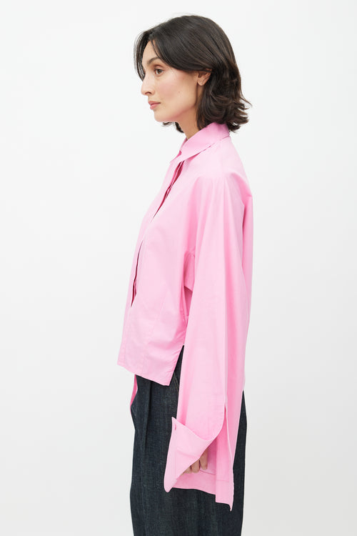 Celine Pink Oversized Cuff Shirt