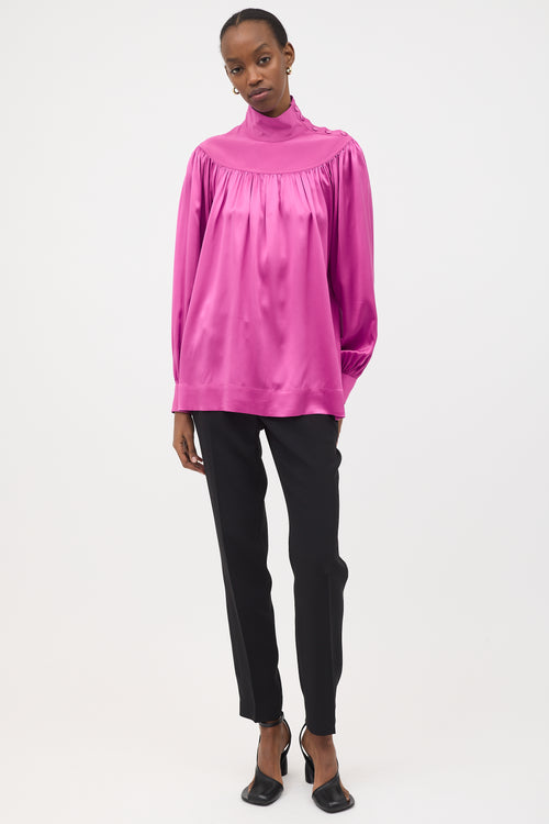 Celine Pre-Fall 2016 Silk Gathered Blouse