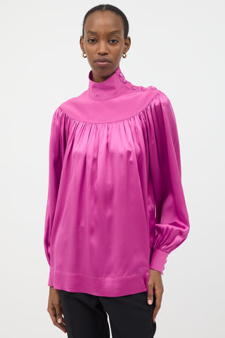 Celine Pre-Fall 2016 Silk Gathered Blouse