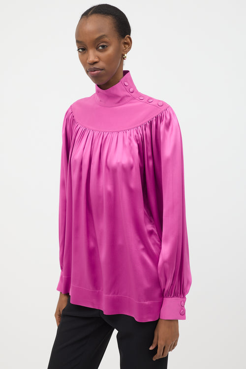 Celine Pre-Fall 2016 Silk Gathered Blouse