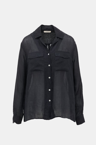 Celine Ramie Sheer Hi Low Shirt