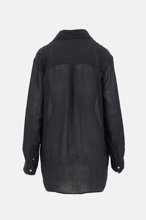 Celine Ramie Sheer Hi Low Shirt