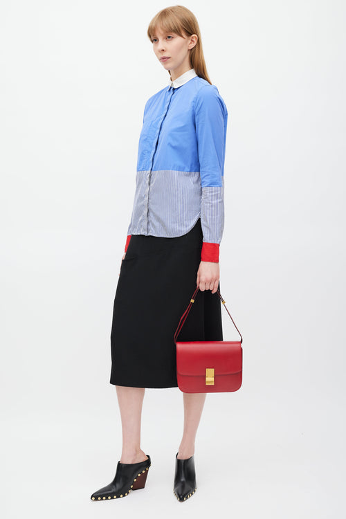 Celine Red & Gold Leather Box Bag