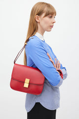 Celine Red & Gold Leather Box Bag