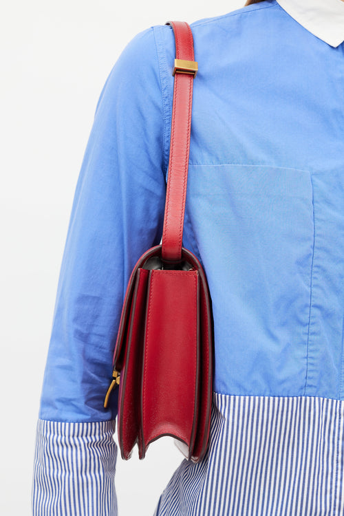 Celine Red & Gold Leather Box Bag