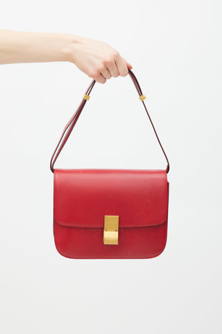 Celine Red & Gold Leather Box Bag