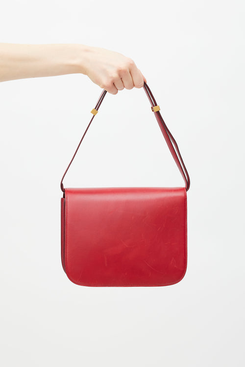 Celine Red & Gold Leather Box Bag