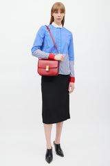 Celine Red & Gold Leather Box Bag