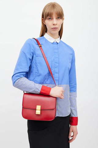 Celine Red & Gold Leather Box Bag