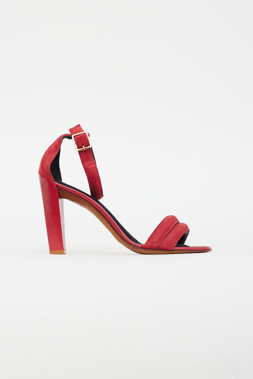 Celine Red Suede & Leather Heel