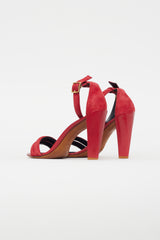 Celine Red Suede & Leather Heel