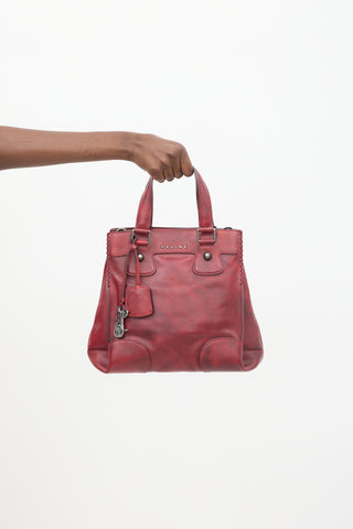 Celine Red Leather Macadam Tote