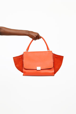 Celine Orange Leather & Suede Medium Trapeze Bag