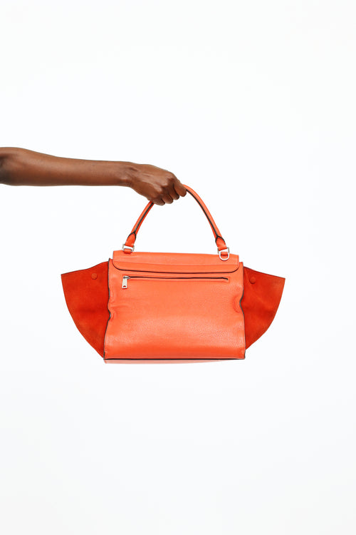 Celine Orange Leather & Suede Medium Trapeze Bag