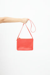Celine Red Leather Trio Crossbody Bag