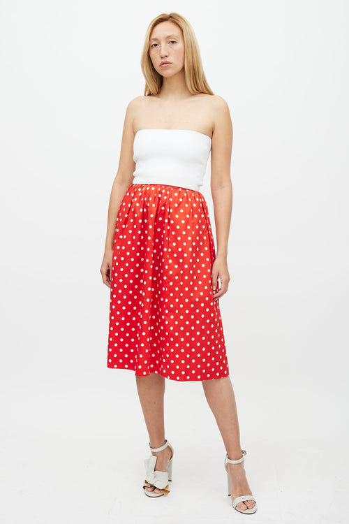 Celine Red & White Polka Dot Skirt