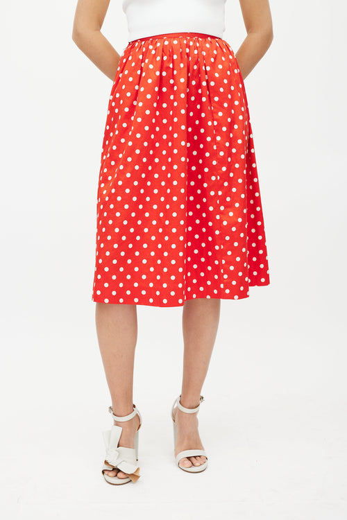 Celine Red & White Polka Dot Skirt