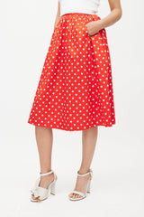 Celine Red & White Polka Dot Skirt