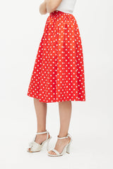 Celine Red & White Polka Dot Skirt