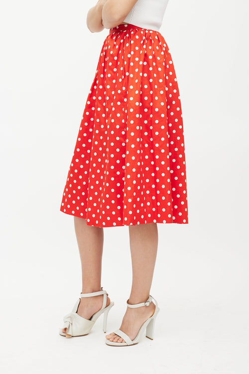 Celine Red & White Polka Dot Skirt