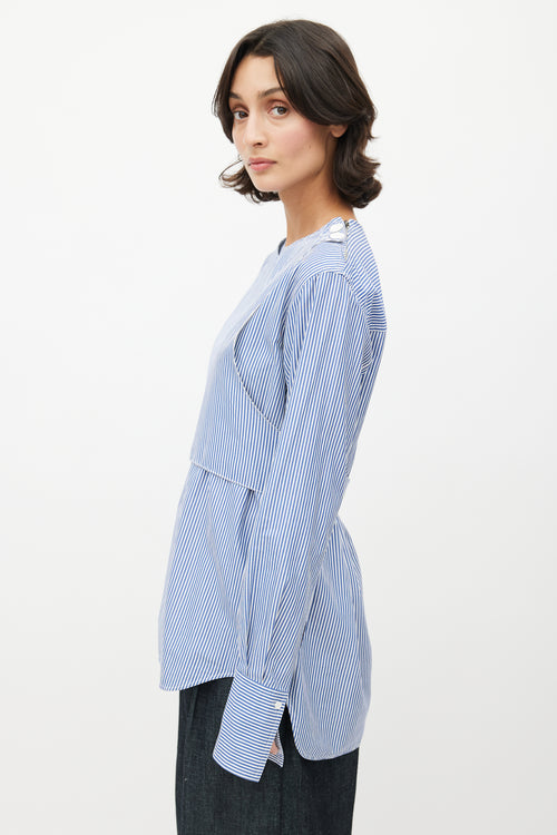 Celine Resort 2016 Blue & White Stripes Bib Shirt
