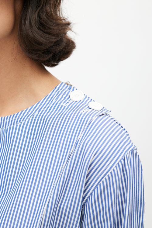 Celine Resort 2016 Blue & White Stripes Bib Shirt