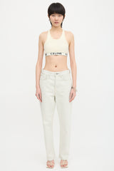 Celine Ribbed Logo Sports Bra Top