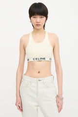 Celine Ribbed Logo Sports Bra Top