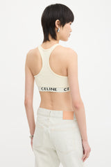 Celine Ribbed Logo Sports Bra Top