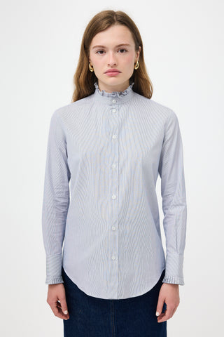 Celine Ruffled Pinstripe Shirt