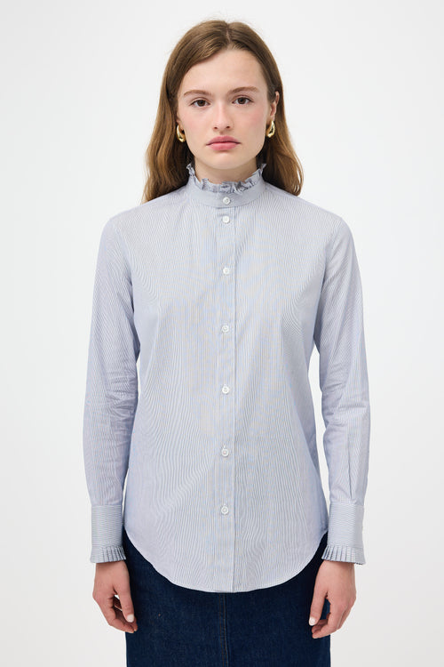 Celine Ruffled Pinstripe Shirt