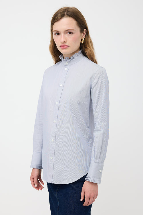 Celine Ruffled Pinstripe Shirt