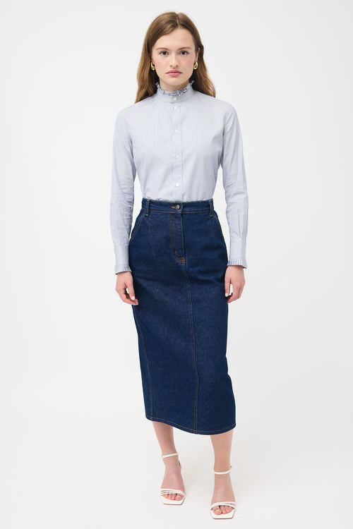 Celine Ruffled Pinstripe Shirt
