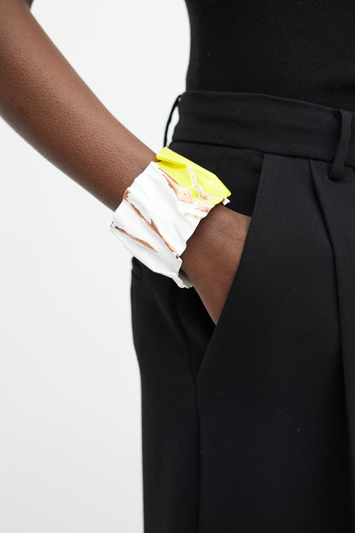 Celine SS 2014 White & Yellow Crushed Painted Cuff