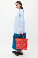 Celine SS 2017 Red & Silver Studded Cabas Tote Bag