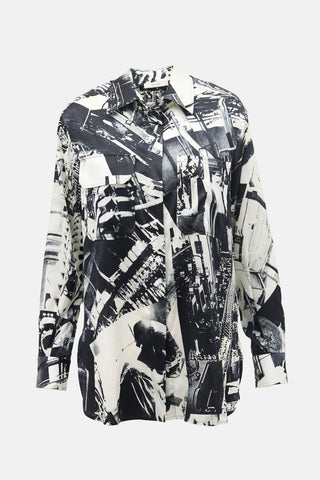 Celine SS 2018 Silk Satin Printed Shirt