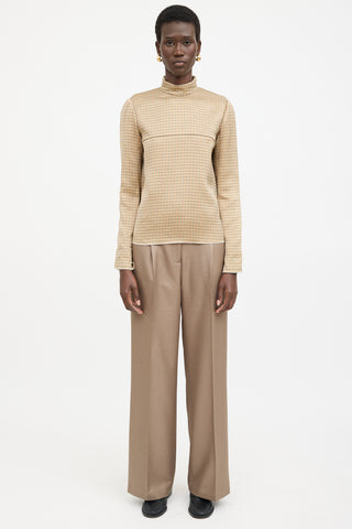 Celine Silk Plaid Turtleneck Top