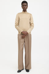Celine Silk Plaid Turtleneck Top