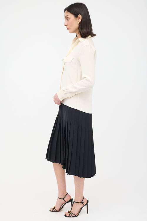 Celine Silk Pleated Drop Waist Dress