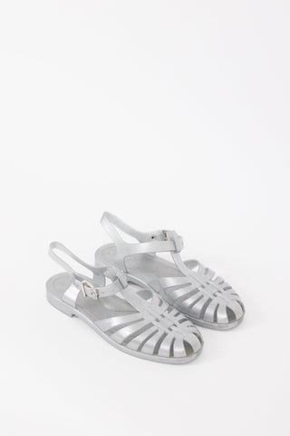 Celine Silver Glitter PVC Beach Sandal