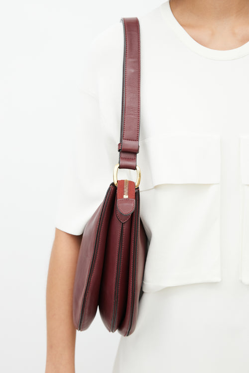 Celine Spring 2016 Burgundy Saddle Shoulder Bag