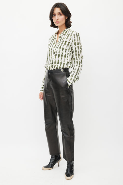 Celine Spring 2017 Black Leather Straight Trouser