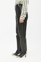 Celine Spring 2017 Black Leather Straight Trouser